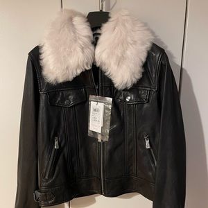 Reiss leather jacket , black
